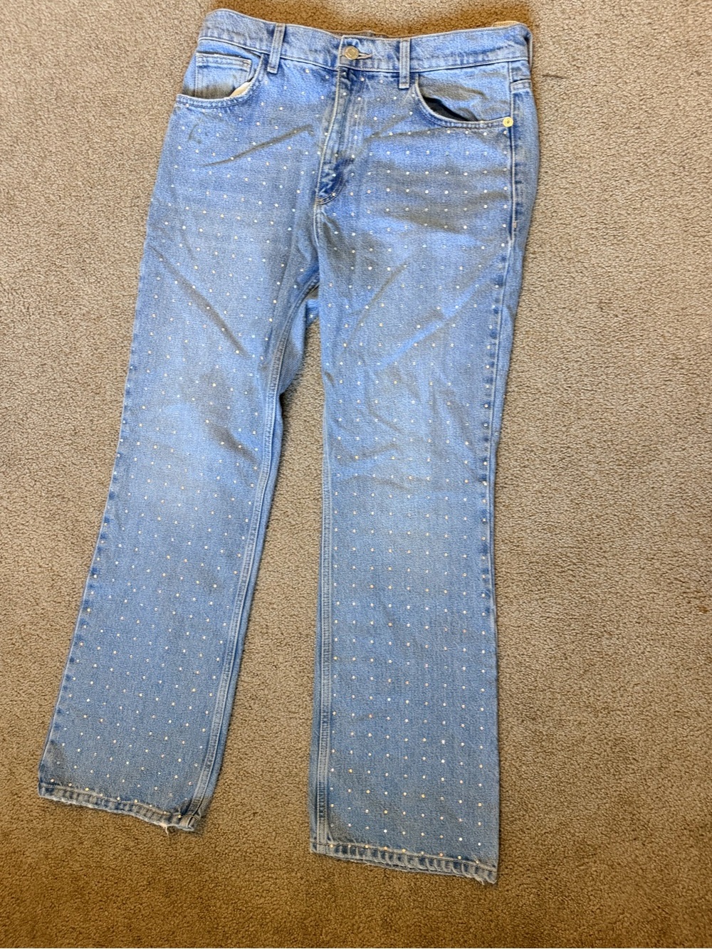 Zara Mid Rise Rhinestone jeans